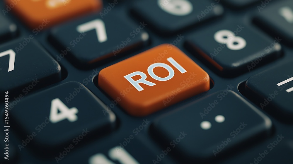 Poster close-up of a calculator keypad with an orange key labeled 