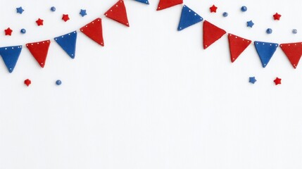 Patriotic Bow with American Flag Design. Handmade red white blue ribbon adornment showcasing national emblem a perfect celebratory accessory for independence day festivities.