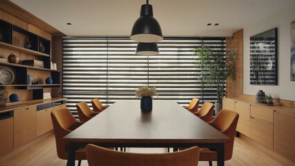Meeting room with modern furniture and style.