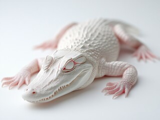 Pink iguana with exotic scales, posing for a picture. Unique and rare pet.