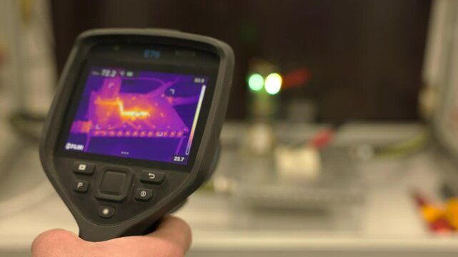 digital precision temperature meter in tech lab