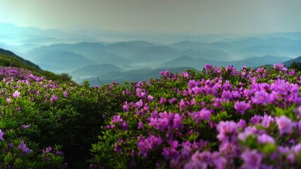 Beautifully blooming Hwangmaesan Mountain scenery