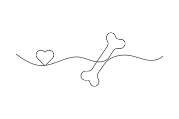 Dog Bone Icon Single Line Minimalist Art Vector Illustration