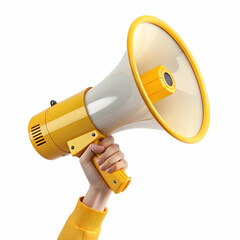 classic handheld megaphone used for announcements and public address isolated on white background