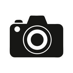 Camera silhouette vector illustration, classic photography icon, black photo equipment, minimal modern design

