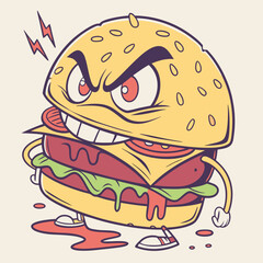 High-resolution burger vector, featuring juicy layers of beef, cheese, tomato, and lettuce.