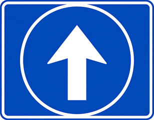 Mandatory direction sign showing straight ahead