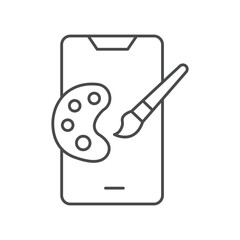 Mobile Painting thinline icon , vector, pixel perfect, illustrator file 
 