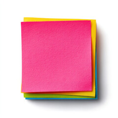 Colorful sticky notes stacked together create vibrant and organized workspace. These notes are perfect for reminders