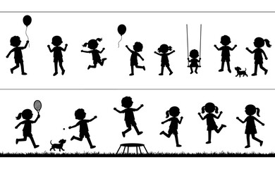 Kids Engaging in Playful Outdoor Activities with Balloons, Swings, and Pets, Symbolizing Joyful Childhood