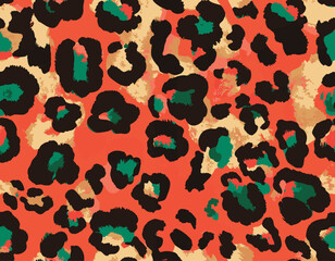 Grunge Macro Elements Jaguar Animal Skin Furry Vector Art Hand drawn, Leopard, Cheetah Skin Abstract shapes, vivid bright colors, trendy suitable for print on surface all over print seamless pattern 