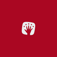 Hand with star logo icon flat vector design