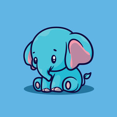Cute chibi elephant vector illustration suitable for t-shirt and logo design