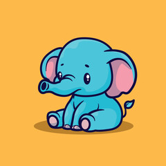Cute chibi elephant vector illustration suitable for t-shirt and logo design