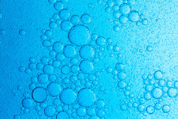 Close-up of blue macro bubbles,abstract dark blue science background,Blue bubble abstract, oil and water.