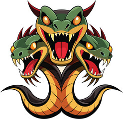 Fototapeta premium Three-Headed Snake Vector