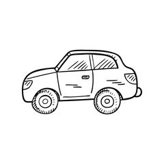 Hand Drawn Car Doodle Line Vector Illustration, Simple Vehicle Sketch