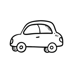 Hand Drawn Car Doodle Line Vector Illustration, Simple Vehicle Sketch