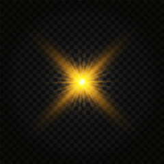 Lens Flare, light glow effect. sun or realistic shining star with backlight effect. bokeh glitter and sparkles or sparkles on transparent background.
