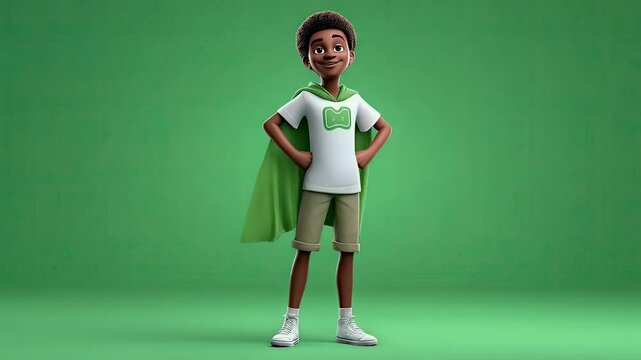 Cheerful cartoon boy superhero image - Powered by Adobe