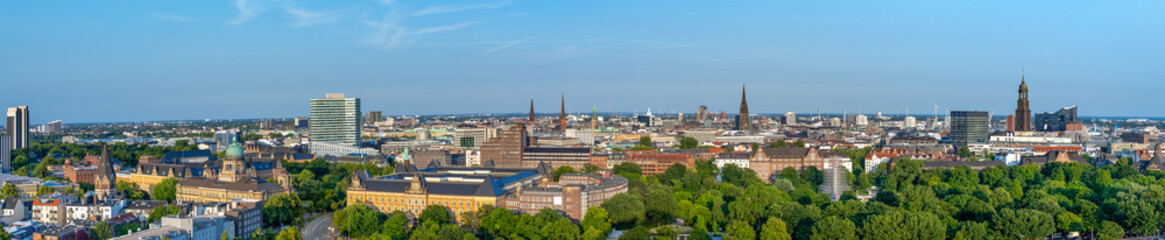 Hamburg, Germany. Panoramic aerial view of downtown.
