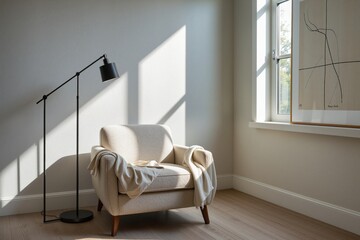 Cozy Reading Nook with Natural Light and Minimalist Design Elements