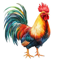 Chicken, watercolor clipart vector, isolated on a white background.