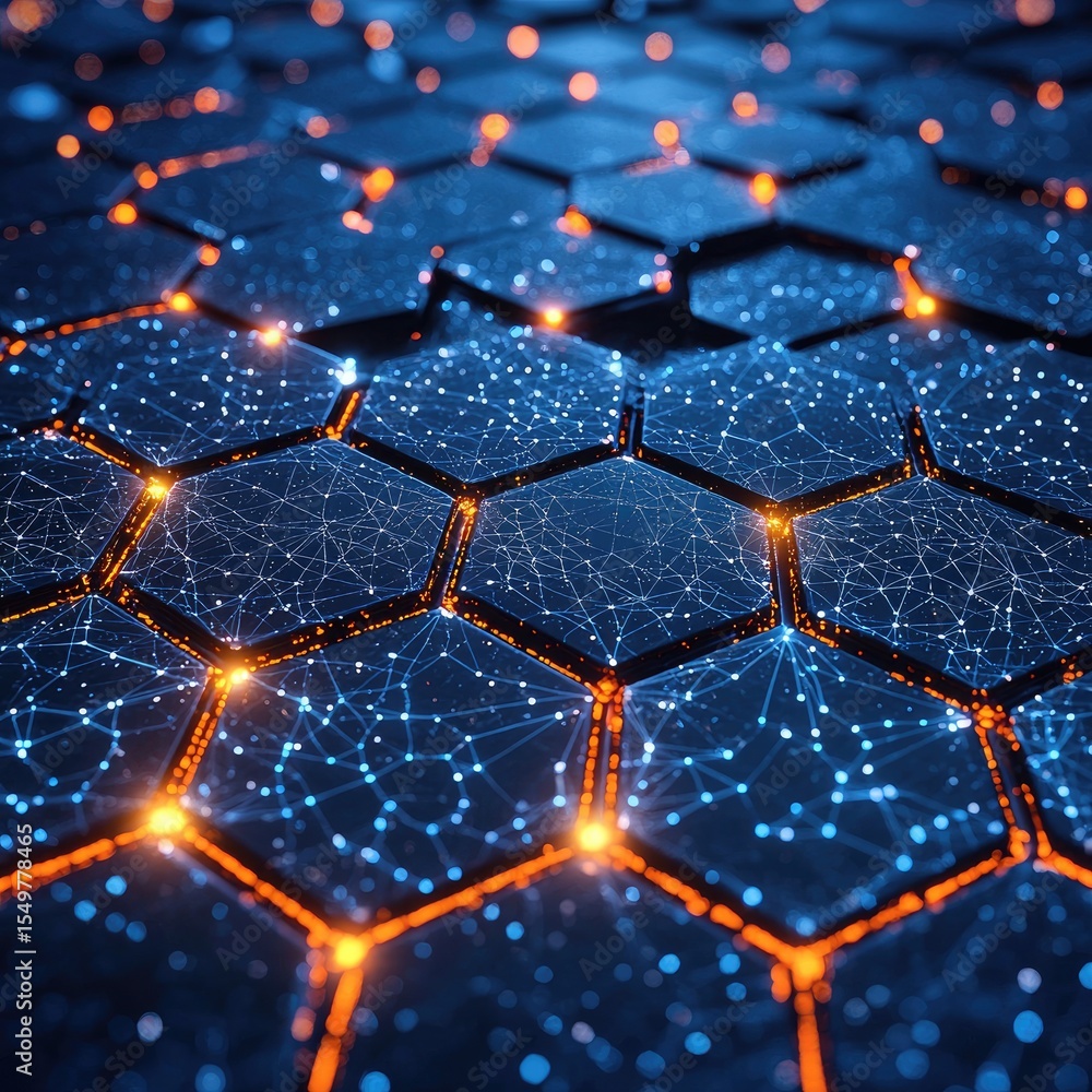 Poster abstract hexagon network visualization