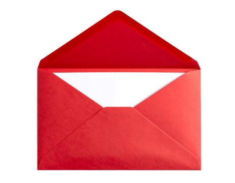 Open red envelope with white paper