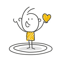 Strichfiguren / Strichmännchen: Herz, glücklich. (Nr. 875)