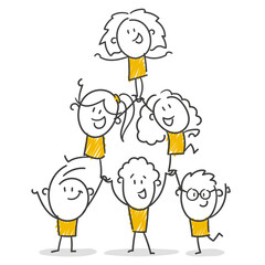 Strichfiguren / Strichm&auml;nnchen: Teamwork, Akrobaten, Pyramide, Zirkus, Turm. (Nr. 874)