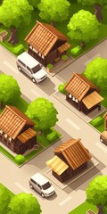 Charming Residential Neighborhood with Green Trees and Cozy Houses