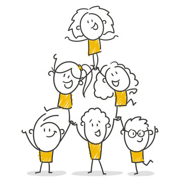 Strichfiguren / Strichm&auml;nnchen: Teamwork, Akrobaten, Pyramide, Zirkus, Turm. (Nr. 874)