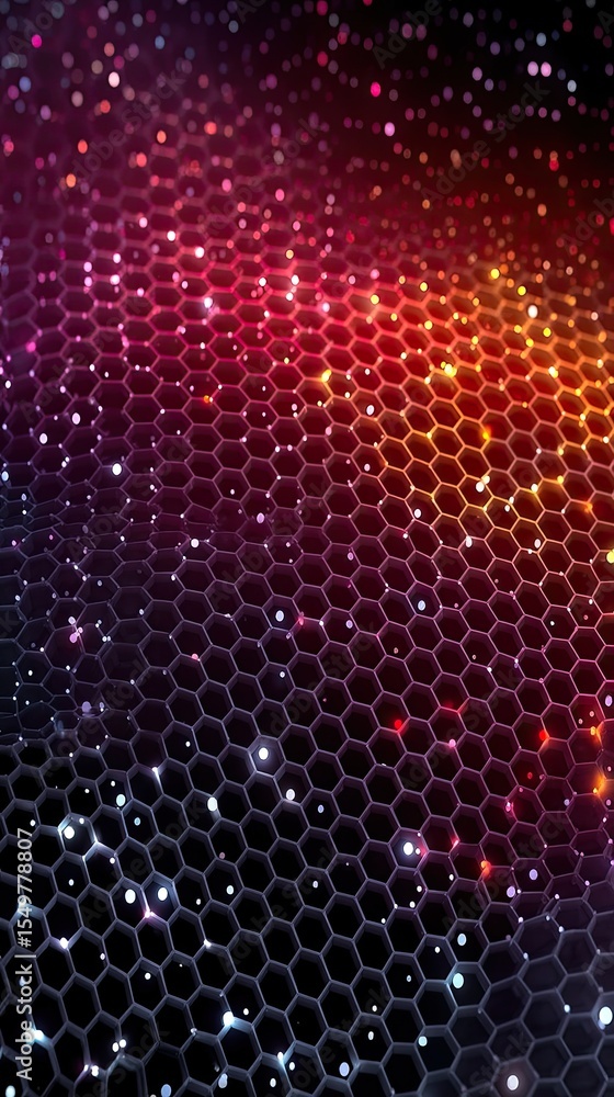 Poster abstract hexagonal pattern with glowing gradient texture