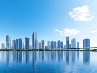Fototapeta premium Cityscape reflected in water