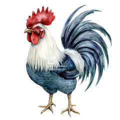 Chicken, watercolor illustration vector, isolated on a white background.