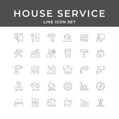House Service Line Icon Set – Maintenance, Repair, Cleaning, Security, Plumbing, Lawn, Home, Minimal Vector Collection