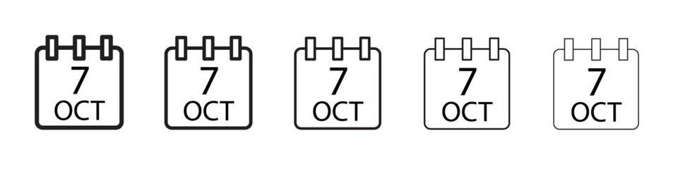 7 october date icon vector illustration isolated