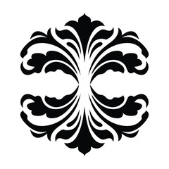 Black Floral Ornament Vector on White Background, Decorative Design Element, Vector Illustration Graphic
