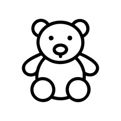  Simple line drawing of a teddy bear with round ears and circular body parts shown.