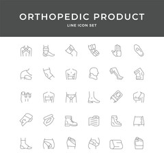 Orthopedic Product Line Icon Set – Brace, Support, Splint, Cast, Injury, Joint, Medical, Minimal Vector Collection