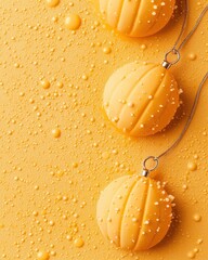 Textured Yellow Bath Bombs on Vibrant Yellow Background with Bubbles