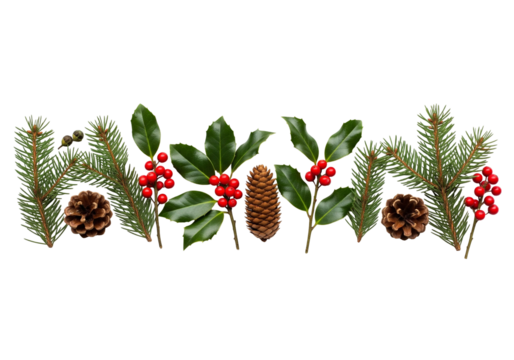 christmas tree branches with cones