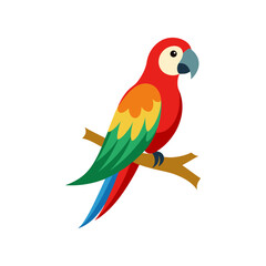 Colorful tropical Parrot perched on branch illustration
