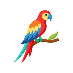 Colorful tropical Parrot perched on branch illustration