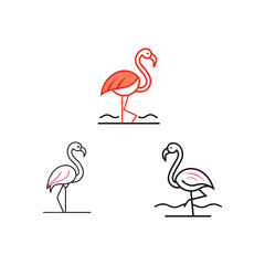 Flamingo in water minimal line art