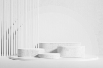Product display podium on white background. 3D rendering