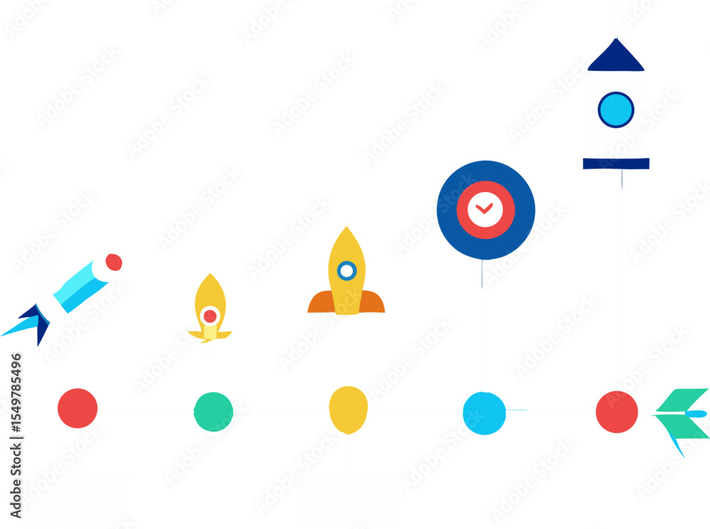 Poster a geometric set of vector rocket icons for your business web design
