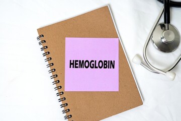 Hemoglobin writing concept on sticky notes isolated on white background. medical concept. 