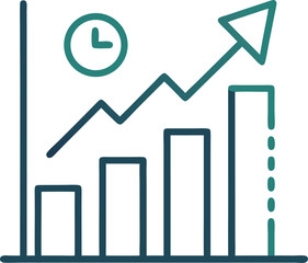 Business graph with an upward arrow signifying financial growth and market success